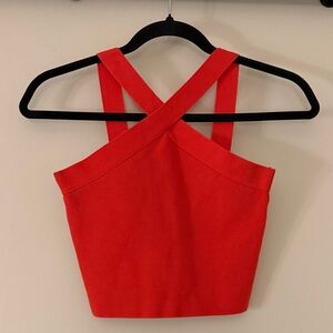 Superdown Vibrant Red Cross-Back Crop Top
